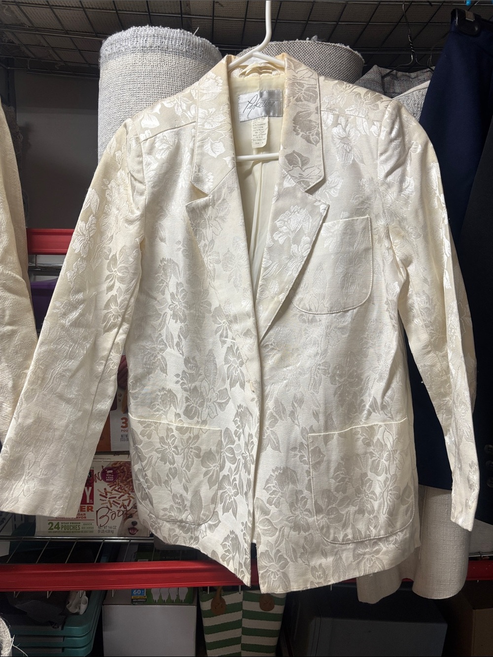 Cream Floral Jacquard Blazer by Alfred Dunner